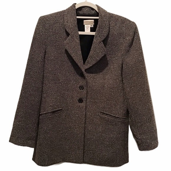 Cold Water Creek Blazer Jacket Button Up Black and Gray 8P - Picture 1 of 4